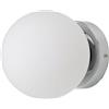 Alpinaluz Applique murale e lampada da soffitto nordica minimalista, paralume a forma di sfera in vetro opale fatto a mano, protezione IP44, per interni ed esterni coperti, finitura cromata