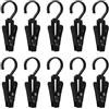 XINGSUI 10 Pezzi Ganci Multiuso Appenditutto, Gancio Girevole a 360 Gradi, Ganci in Plastica Antiscivolo Portatili Clip, Mollette per Bucato, per Appendere Vestiti, Cappelli, Asciugamani (Nero)