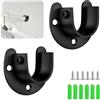 NUTKIT 2 Pezzi Set di Supporto per Asta a U, per Asta 32 mm Diametro, Staffa Asta Armadio, Supporto per Tubo Rotondo in Acciaio Inox, per Cucine, Balconi, Bagni, Armadi, Finestre - Nero