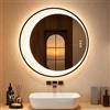 STARLEAD 70cm Nero Specchio-Rotondo-Bagno-con-Luce e Bluetooth, Specchio Moon con Antifog, Dimmerabile, 3 Colori Luce, Memoria, IP44, HD Vetro Temperato, IP44, Cornice non Metallica