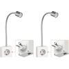 ledscom.de 2x lampada da presa/lampada da lettura LESCH, collo di cigno, interruttore, cromata/bianca, 1x GU10 max. 10W