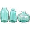 TopHomer Set di 3 piccoli vasi decorativi vintage in vetro per la decorazione del tavolo, del soggiorno, della casa, del tavolo, del corridoio, della finestra, della camera (verde)