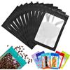 YAAVAAW Sacchetti in lamina nera con chiusura lampo, grandi, a prova di odore, in Mylar, sacchetti olografici, 10 pezzi, con chiusura ermetica, in plastica trasparente, per conservare alimenti