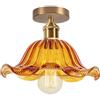 DLGLOLIN Plafoniera in Vetro Illuminazione da Soffitto Moderna Paralume in Creatività Fiore Lampada da Soffitto Vintage Apparecchio Plafoniere per Camera Cucina Corridoio, Ambra