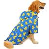 HDE Impermeabile per cani a doppio strato con cerniera, giacca antipioggia con cappuccio per cani di piccola e grande taglia anatre blu - 3XL