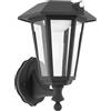 Eglo Solar lampada da parete esterna Prietta, 800 lumen, luce decorativa solare con sensore di movimento, LED vintage, plastica nera con vetro, illuminazione calda, IP44
