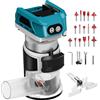 WingFly Fresatrice per Bordi a Batteria per Makita 18 V, Rifilatore Fresatrice Portatile Senza Spazzole per Lavorazione del Legno, con Set di Frese da 15 Pezzi