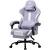 GTPLAYER Sedia da gioco, ergonomica, da gioco, con poggiatesta e cuscino lombare, imbottita, con poggiapiedi, poltrona girevole, capacità 150 kg, colore: viola