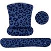 MOSISO Supporto Poggiapolsi Mouse Pad&Tastiera,Tappetino Ergonomico Motivo Leopardato&Sottobicchiere,Base Non-Slip,Sollievo Pain Casa/Ufficio Cuscino Tipo Easy,Tessuto Neoprene Memory Foam Raise,Blu