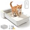 UBPET C31 Lettiera Autopulente per Gatti, Lettiera Aperta Autopulente con Controllo App, Deodorizzatore, Sistema a Doppio Rastrello, Grande Capacità, per Più Gatti