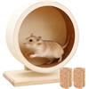 FARYODI Ruota per criceto in legno, 18 cm, ruota silenziosa, accessorio per piccoli animali con 2 pattini antideflagranti in legno, criceti, roditori, criceti, gerbilli, cincillà
