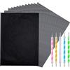 KARELLS 100 Fogli Carta Carbone Nera, Carta Carbone per Disegno, Fogli Carta per Trasferimento in Carbonio, Carta Carbone per Tessuti Tela Legno Ceramica con 5 Pezzi Stilo per Goffratura