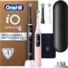 Oral-B iO 6, 2 Spazzolini Elettrici, 4 Testine di Ricambio, Nero e Rosa - 4 Testina di Ricambio per Spazzolino Elettrico, Custodia da Viaggio, Sensore di Pressione, Pulizia Denti Efficace