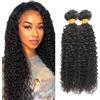 Evaxilc 32 34 Inch Bundles Human Hair Extension Natural Black Capelli Umani Brazilian Remy Hair Kinky Curly Unprocessed Minimal Shedding Double Weft Hair For Women 2 Bundles Total 200g