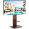 unho Supporto TV da Pavimento con Ruote tv Portatile con Piedistallo Ripiano in Legno per 40-75 Pollici Fino a 60 kg Altezza Regolabile Inclinabile Max VESA 600x400mm
