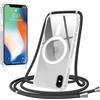 FMPCUON Magnetica Trasparente Cover per iPhone XS Max con Cordino, Compatibile con Magsafe,Custodia con Laccio Tracolla Cellulare Girocollo Regolabile Collana