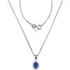 LA TRIADE STUDIO - Collana da Donna in Argento Sterling 925 Impreziosita Da Un Elegante Pietra Colorata Incorniciata da Zirconi Bianchi Brillanti, Eleganza Raffinata (Zircone Zaffiro)