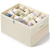 Romon Scatole per Scarpe, Adatto Per 12 Paia, Beige, Con Coperchio Trasparente E Maniglia, Organizer Scarpe Salvaspazio, 43x32x32cm