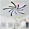 GWYAJTU RGB Ventilatore Da Soffitto Con Luce E Telecomando, Moderno Plafoniera Con Ventilatore Silenzioso LED Dimmerabile, DC 6 Velocità Lampadario Con Ventilatore Reversibile Per Camera Da Letto-Nero