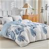 Lekesky Copripiumino per letto da 135/150, copripiumino 220 x 240 con motivo in microfibra acquerello, 3 pezzi, composto da 1 copripiumino 220 x 240 + 2 federe per cuscino 50 x 75, blu foglia di palma