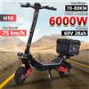 FREEBOY Monopattino Elettrico FREEBOY H10 con Cassetta degli Attrezzi in Omaggio, Doppio Motore 6000W, Batteria 60V 28AH, Velocità 75km/h, Pneumatici da 12 Pollici, Freni Idraulici