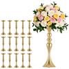 VEVOR Set di Vasi Decorativi da Matrimonio in Metallo 16 pezzi, Vasi Decorativi Centrotavola per Feste Eventi Banchetti Altezza 38 cm, Supporto per Composizioni Floreali per Decorazioni, Colore Oro