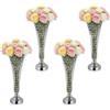 VEVOR Set di 4 Vasi Decorativi Centrotavola per Matrimonio in Metallo, 4 Vasi Supporto per Composizioni Floreali Altezza 51 cm per Decorazioni Banchetti Feste, Colore Argento, Perline di Cristallo
