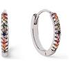 SINGULARU - Orecchini Cerchio L Colors. Argento Sterling con Placcatura Rodio e Zirconi. Chiusura Congo. Gioielli da Donna