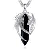 AEONSLOVE Ciondolo Ossidiana Nera Collana Drago Vichingo Uomo Donna Collana Ossidiana Pietra Naturale Ciondolo Cristalli Naturali Reiki Gioielli Cristalloterapia