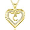 AEONSLOVE Ciondolo con Iniziale Collana Donna con Lettera C Collana Lettera Oro Collane Iniziale Cuore Rame Ciondolo con Nome Personalizzata Gioielli Ragazza Regalo Amica Mamma