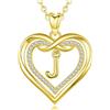 AEONSLOVE Collana con Lettera Donna Ciondolo Cuore con Iniziale Collana Nome Personalizzabile con Zirconia Rame Placcato Oro Rosa, Catena da 50,8 cm