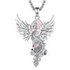 AEONSLOVE Collana Fenice di Cristallo Donna Ciondolo Fenice con Quarzo Rosa Collana Quarzo Rosa Phoenix Collana Cristallo Pietre e Cristalli Naturali Gioielli Cristalloterapia