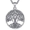 AEONSLOVE Collana Lupo Vichingo Argento 925 per Uomo Donna, Ciondolo Rune Vichinghe/Albero della Vita Yggdrasil/Drago Vintage/Martello di Thor/Vegvisir, Gioielli Vichinghi Uomo