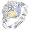 AEONSLOVE Anello Albero della Vita Regolabile Argento 925 Anello Pietra di Luna Donna Aperto Anelli Aperti Regolabili Ragazze