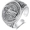 AEONSLOVE Anello San Benedetto Regolabile Argento 925 per Uomo Donna, Anelli San Benedetto Aperti Aperto Anelli Regolabili per Pollice, Gioielli Religiosi