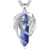 AEONSLOVE Collana Lapislazzuli Uomo Ciondolo Drago Donna Vichingo Ciondolo Lapislazzuli Pietra Naturale Collana Cristallo Cristalli Pietre Naturali Gioielli Cristalloterapia
