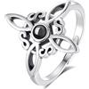 AEONSLOVE Anello Nodo della Strega Argento 925 Donna Anello Nodo Regolabile Anelli Celtica Argento 925 con Ossidiana Anello Celtici Aperti Nodi delle Streghe