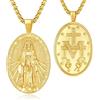 AEONSLOVE Medaglia Miracolosa Argento 925 Collana Vergine Maria Donna Uomo Ciondolo Madonna Delle Grazie Gioielli Cristiano Cattolico Virgin Mary Necklace (d'oro)
