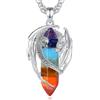 AEONSLOVE Collana Drago Vichingo con Cristallo, Ciondolo Drago con Ossidiana Pietra Occhio di Tigre Collana Ametista Corniola per Uomo Donna Gioielli Cristalli Chakra Regalo Cristalloterapia