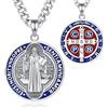AEONSLOVE Medaglia San Benedetto Argento 925 Collana Saint Benedict Uomo Donna Ciondolo Croce di San Benedetto Gioielli Cattolico Cristiani Regalo Religiosi