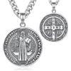 AEONSLOVE Medaglia di San Benedetto Argento 925 Uomo Donna Collana Croce di San Benedetto Ciondolo Amuleto di Protezione Cattolico Cristiani Gioielli Religiosi