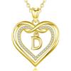 AEONSLOVE Collana con Lettera Donna Ciondolo Cuore con Iniziale Collana Nome Personalizzabile con Zirconia Rame Placcato Oro Rosa, Catena da 50,8 cm