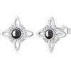 AEONSLOVE Orecchini Nodo della Strega Argento 925 Orecchini Donna con Ossidiana Orecchini Nodo Celtico Ragazze Orecchini Piccoli Donna