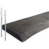 Relaxdays Mensola a Parete, Bordo Naturale, HxLxP: 3x60x22 cm, sospesa Rustica, Cucina, Legno