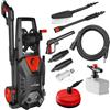 LEHMANN Hudson Idropulitrice ad Alta Pressione con Pompa in Alluminio, 1800 W, Max. 220 Bar, Portata 450 l/h, Set di Accessori - Spazzola Rotante per Terrazze, Schiumatore, Spazzola per Cerchioni