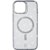cellularline - Sparkle Mag - iPhone 15 - Custodia Trasparente con Finishing Glitterato Compatibile con Ecosistema MagSafe - Bordi, Tasti e Connettori Protetti - Rosso