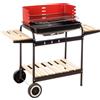 ENRICO COVERI Barbecue Trolley a Carbonella In Metallo e Legno BBQ Braciere Portatile Ripiani