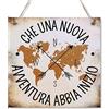 CARISPIBET Che una nuova avventura abbia inizio |segni decorativi per la casa viaggio decorazioni nuovo capitolo stile di vita targhe decorative 20 x 20 cm