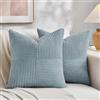 FDTERN Set di 2 Boho Federe de Cuscini per Divano 50x50cm in Velluto a Coste Moderno Morbido Motivo a Croce Decorativa Copricuscini per Divano Camera da Letto, Azzurro Pallido
