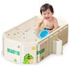 Kingbar Vaschetta Bagnetto Neonato Pieghevole, Viaggio per Bambini Piccoli, Bagno Integrata per Bambini con Vite di Scarico per Bambini da 0 a 8 Anni, White